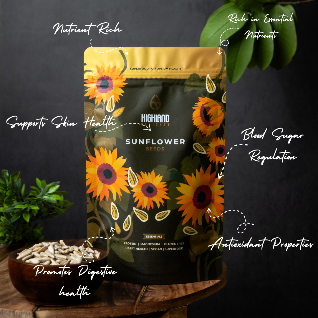 Highland Delights Organic Nutrient Rich Sunflower Seeds: Pure and Fresh for Healthy Snacking