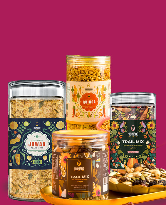 Jowar Flakes, Quinoa Flakes, Trail Mix, Nut Mix: Ultimate 870g Snack Combo